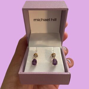 Purple and Gold Drop Earrings